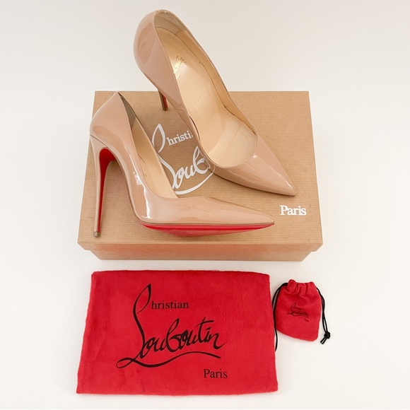 Christian Louboutin Shoes - Christian Louboutin Nude Patent So Kate 120 Leather Pointed Toe Pump EU 39.5 9.5